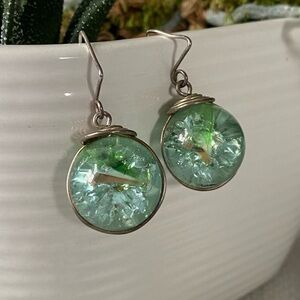 Elegant Silver and Green Dangle Earrings